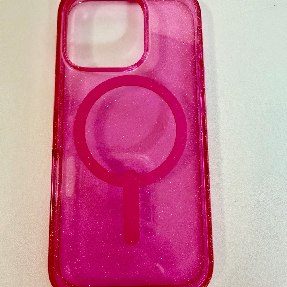 Zagg Pink Glitter iPhone 16 Pro case with MagSafe